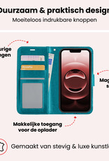NoXx NoXx iPhone 16E Hoesje Bookcase Met 2x Screenprotector - Turquoise