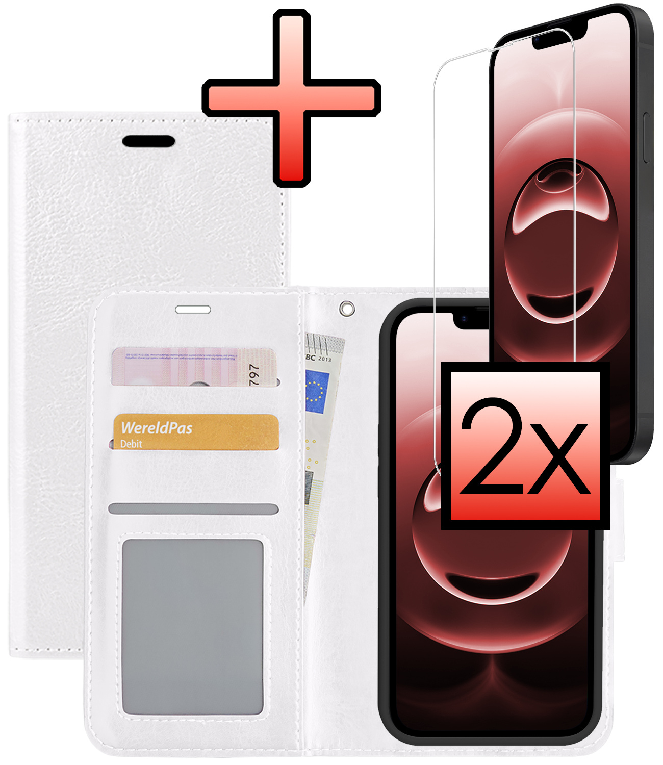 NoXx NoXx iPhone 16E Hoesje Bookcase Met 2x Screenprotector - Wit