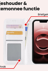 NoXx NoXx iPhone 16E Hoesje Bookcase Met 2x Screenprotector - Wit
