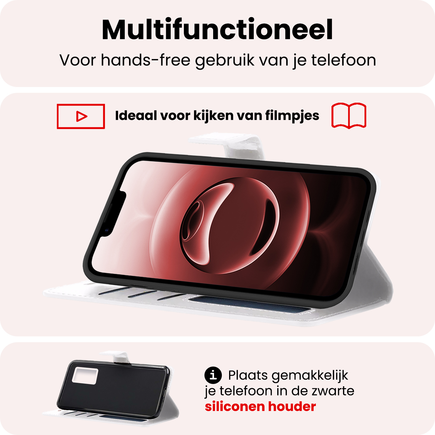 NoXx NoXx iPhone 16E Hoesje Bookcase Met 2x Screenprotector - Wit