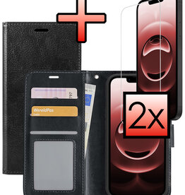 NoXx NoXx iPhone 16E Hoesje Bookcase Met 2x Screenprotector - Zwart