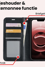 NoXx NoXx iPhone 16E Hoesje Bookcase Met 2x Screenprotector - Zwart