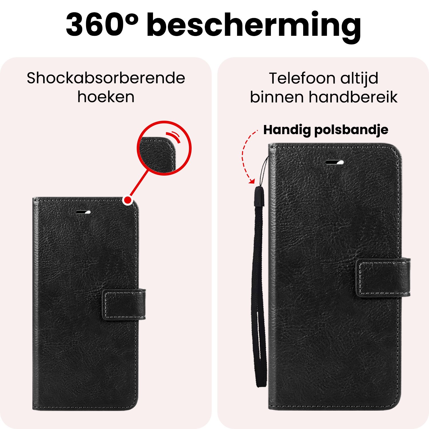 NoXx NoXx iPhone 16E Hoesje Bookcase Met 2x Screenprotector - Zwart