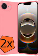 Nomfy Nomfy iPhone 16E Hoesje Siliconen - Lichtroze - 2 PACK