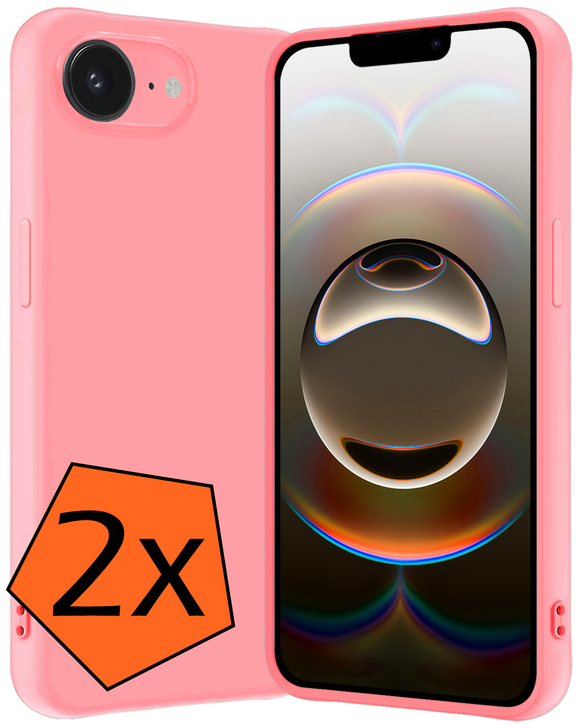 Nomfy Nomfy iPhone 16E Hoesje Siliconen - Lichtroze - 2 PACK