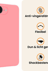 Nomfy Nomfy iPhone 16E Hoesje Siliconen Met 2x Screenprotector Met Dichte Notch - Lichtroze