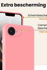Nomfy Nomfy iPhone 16E Hoesje Siliconen Met 2x Screenprotector Met Dichte Notch - Lichtroze
