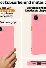 Nomfy Nomfy iPhone 16E Hoesje Siliconen Met 2x Screenprotector Met Dichte Notch - Lichtroze