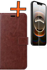 Nomfy Nomfy iPhone 16E Hoesje Bookcase Met Screenprotector - Bruin