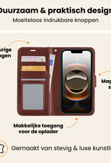 Nomfy Nomfy iPhone 16E Hoesje Bookcase Met Screenprotector - Bruin