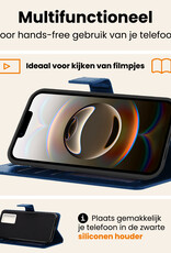 Nomfy Nomfy iPhone 16E Hoesje Bookcase Met Screenprotector - Donkerblauw