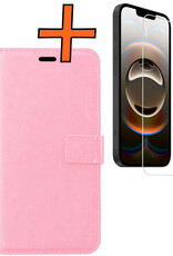 Nomfy Nomfy iPhone 16E Hoesje Bookcase Met Screenprotector - Lichtroze