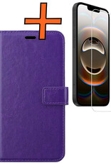 Nomfy Nomfy iPhone 16E Hoesje Bookcase Met Screenprotector - Paars