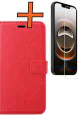 Nomfy Nomfy iPhone 16E Hoesje Bookcase Met Screenprotector - Rood