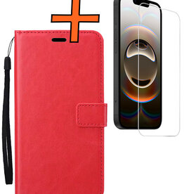 Nomfy Nomfy iPhone 16E Hoesje Bookcase Met Screenprotector - Rood