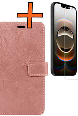 Nomfy Nomfy iPhone 16E Hoesje Bookcase Met Screenprotector - Rose Goud