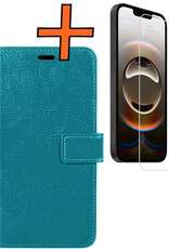 Nomfy Nomfy iPhone 16E Hoesje Bookcase Met Screenprotector - Turquoise