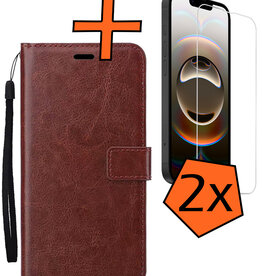 Nomfy Nomfy iPhone 16E Hoesje Bookcase Met 2x Screenprotector - Bruin