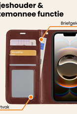 Nomfy Nomfy iPhone 16E Hoesje Bookcase Met 2x Screenprotector - Bruin