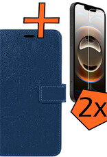 Nomfy Nomfy iPhone 16E Hoesje Bookcase Met 2x Screenprotector - Donkerblauw