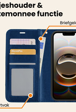 Nomfy Nomfy iPhone 16E Hoesje Bookcase Met 2x Screenprotector - Donkerblauw