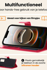 Nomfy Nomfy iPhone 16E Hoesje Bookcase Met 2x Screenprotector - Donkerroze