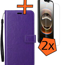 Nomfy Nomfy iPhone 16E Hoesje Bookcase Met 2x Screenprotector - Paars