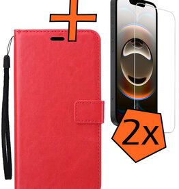 Nomfy Nomfy iPhone 16E Hoesje Bookcase Met 2x Screenprotector - Rood