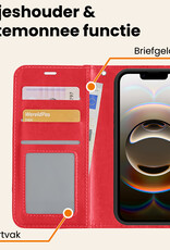 Nomfy Nomfy iPhone 16E Hoesje Bookcase Met 2x Screenprotector - Rood