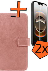 Nomfy Nomfy iPhone 16E Hoesje Bookcase Met 2x Screenprotector - Rose Goud