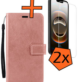 Nomfy Nomfy iPhone 16E Hoesje Bookcase Met 2x Screenprotector - Rose Goud