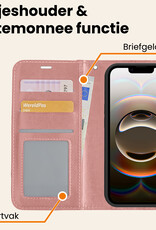 Nomfy Nomfy iPhone 16E Hoesje Bookcase Met 2x Screenprotector - Rose Goud