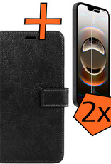 Nomfy Nomfy iPhone 16E Hoesje Bookcase Met 2x Screenprotector - Zwart