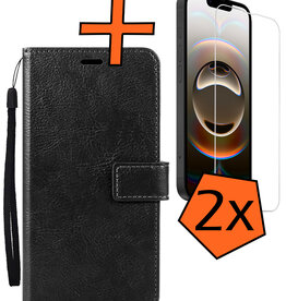 Nomfy Nomfy iPhone 16E Hoesje Bookcase Met 2x Screenprotector - Zwart