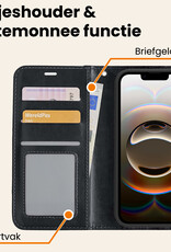 Nomfy Nomfy iPhone 16E Hoesje Bookcase Met 2x Screenprotector - Zwart