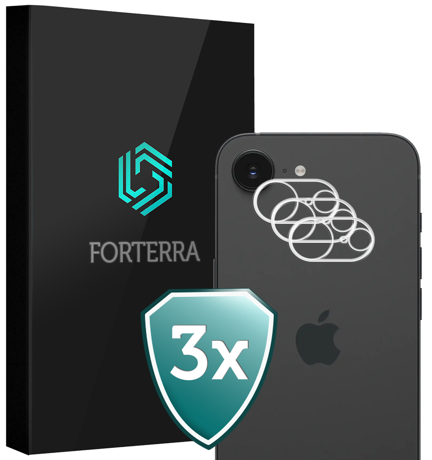 Forterra Forterra iPhone 16E Camera Screenprotector - 3 PACK