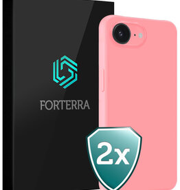 Forterra Forterra iPhone 16E Hoesje Siliconen - Lichtroze - 2 PACK