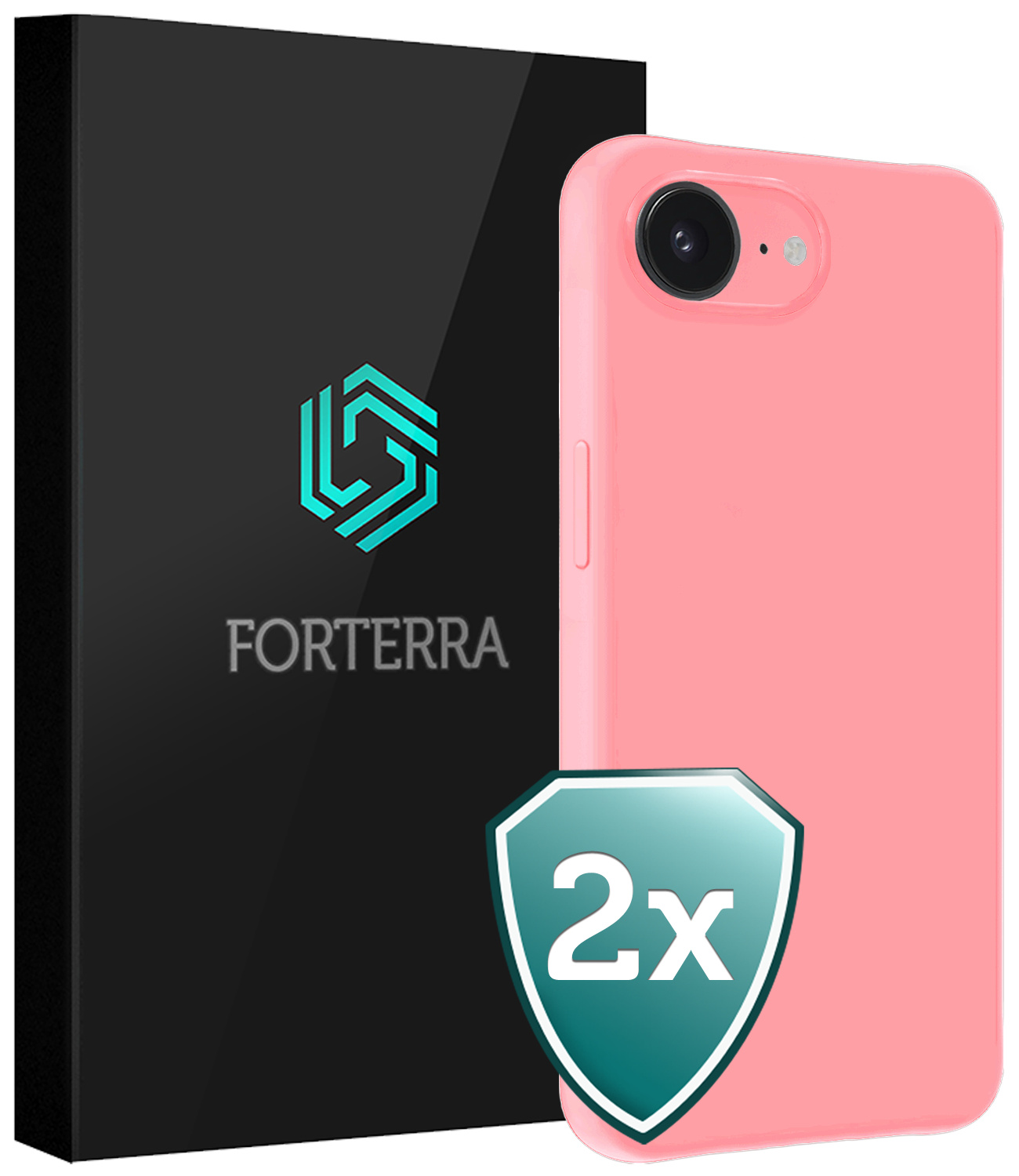 Forterra Forterra iPhone 16E Hoesje Siliconen - Lichtroze - 2 PACK
