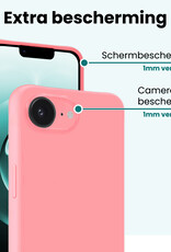 Forterra Forterra iPhone 16E Hoesje Siliconen Met 2x Screenprotector Met Dichte Notch - Lichtroze