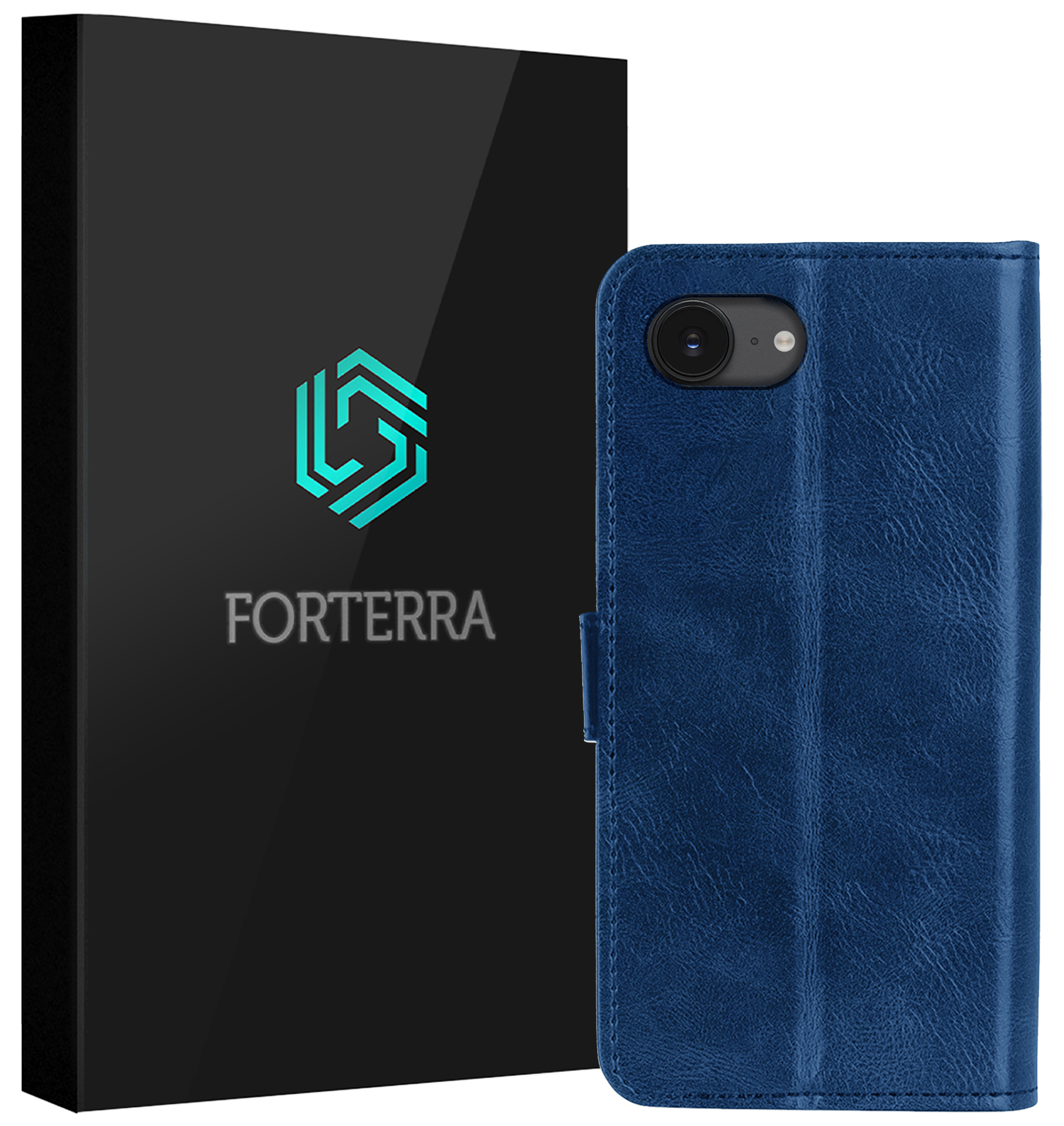 Forterra Forterra iPhone 16E Hoesje Bookcase - Donkerblauw