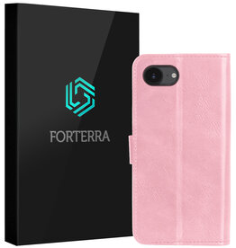 Forterra Forterra iPhone 16E Hoesje Bookcase - Lichtroze