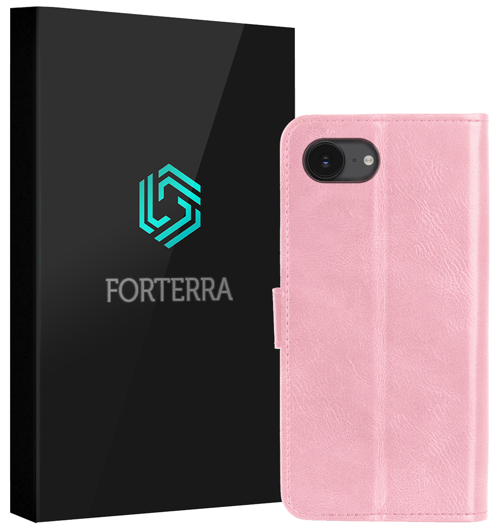 Forterra Forterra iPhone 16E Hoesje Bookcase - Lichtroze