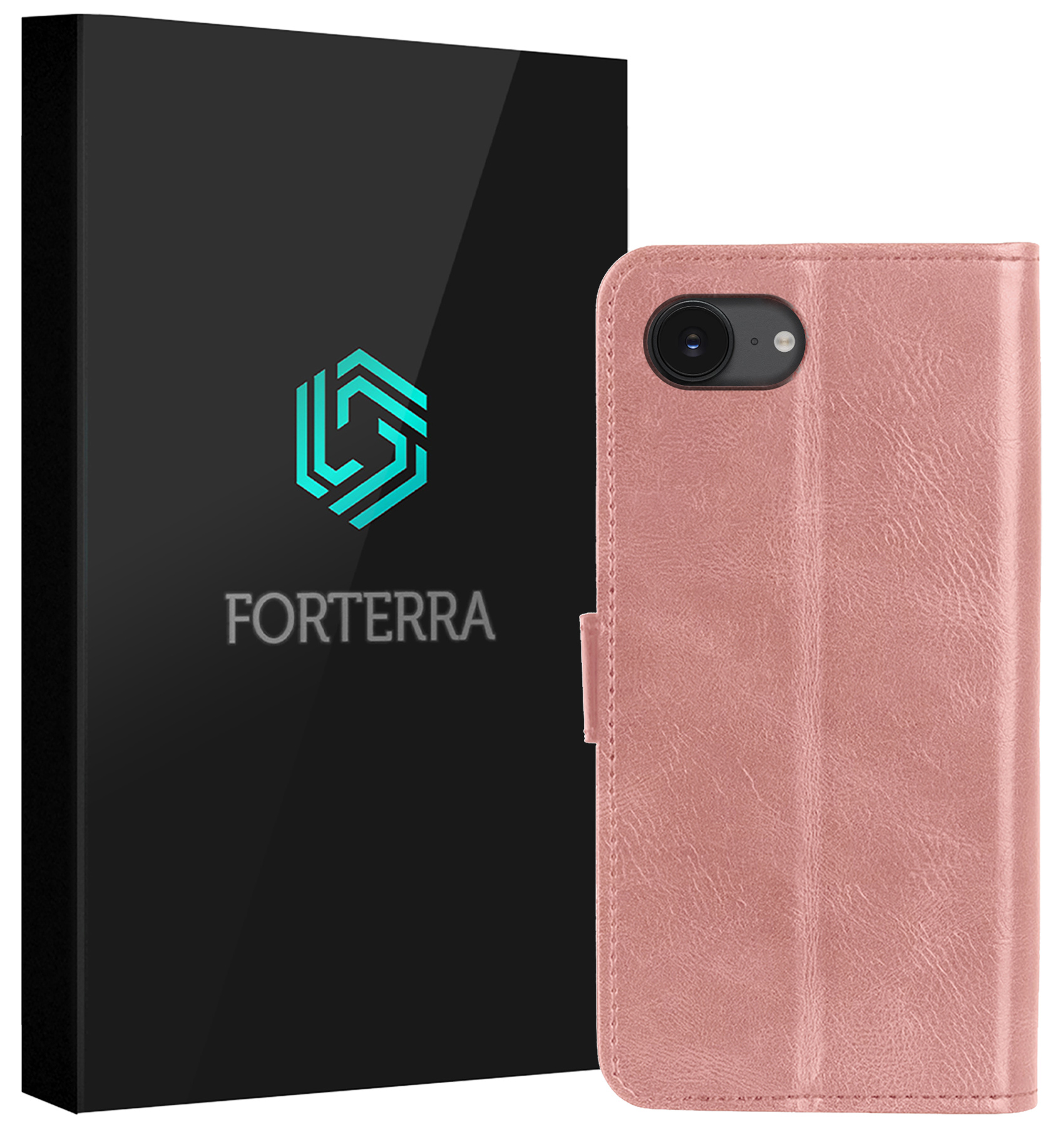 Forterra Forterra iPhone 16E Hoesje Bookcase - Rose Goud