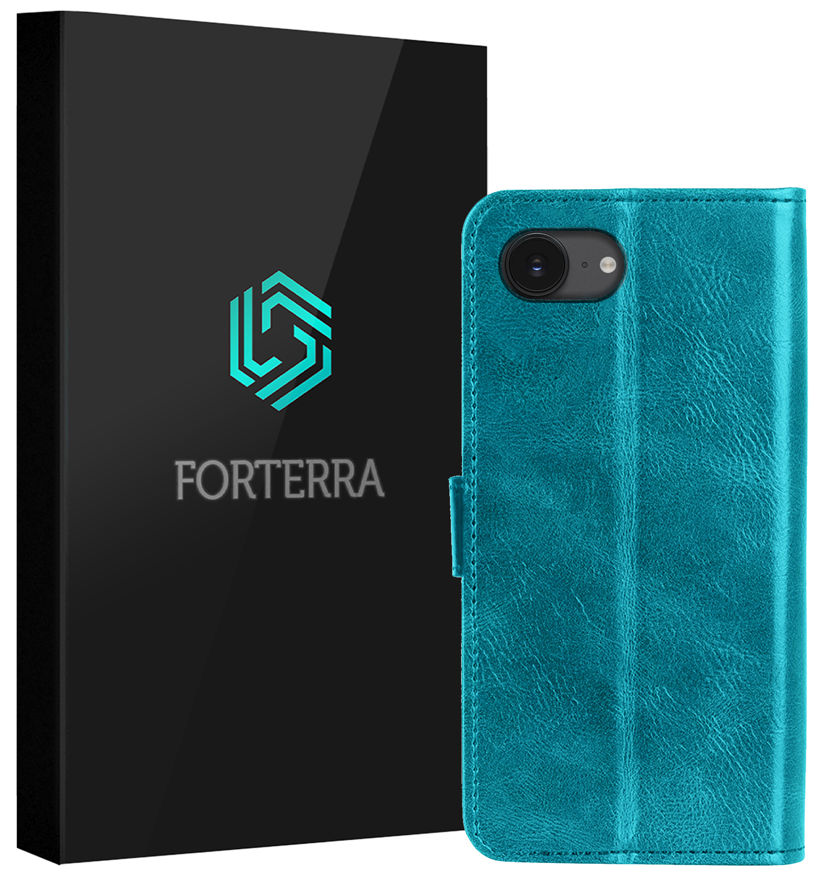 Forterra Forterra iPhone 16E Hoesje Bookcase - Turquoise