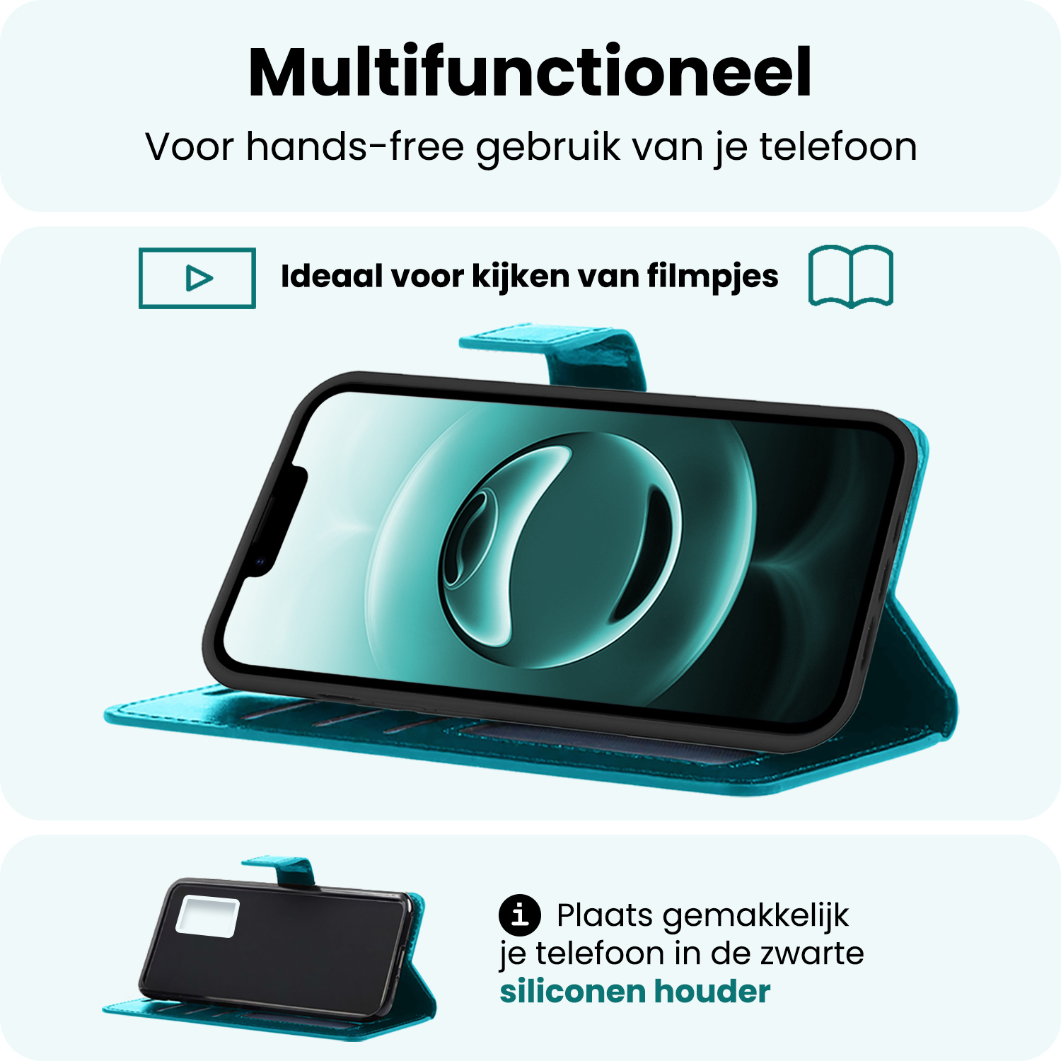 Forterra Forterra iPhone 16E Hoesje Bookcase - Turquoise