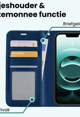 Forterra Forterra iPhone 16E Hoesje Bookcase Met Screenprotector - Donkerblauw