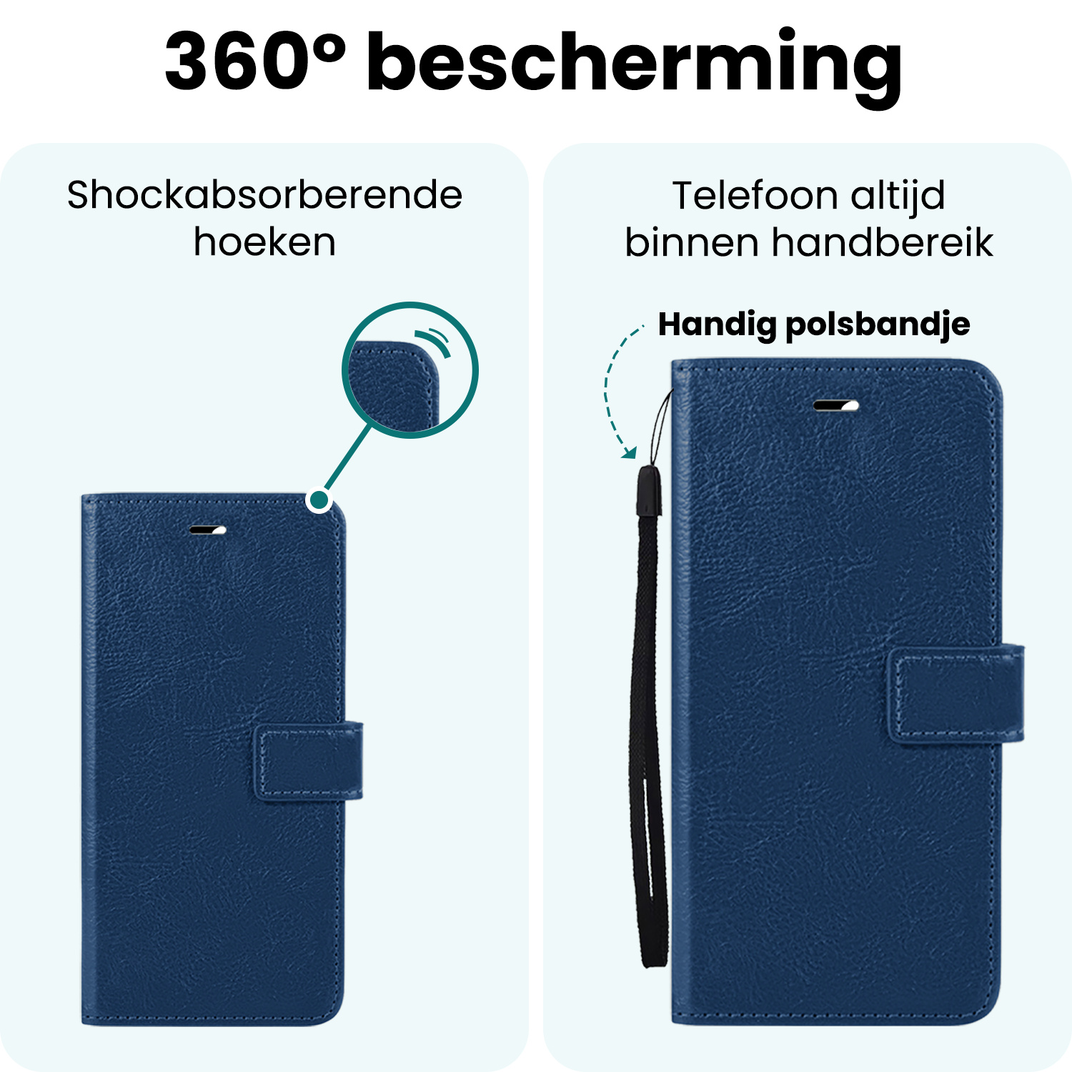 Forterra Forterra iPhone 16E Hoesje Bookcase Met Screenprotector - Donkerblauw