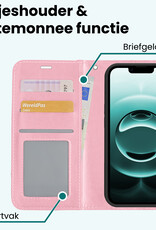 Forterra Forterra iPhone 16E Hoesje Bookcase Met Screenprotector - Lichtroze