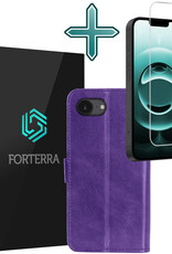 Forterra Forterra iPhone 16E Hoesje Bookcase Met Screenprotector - Paars