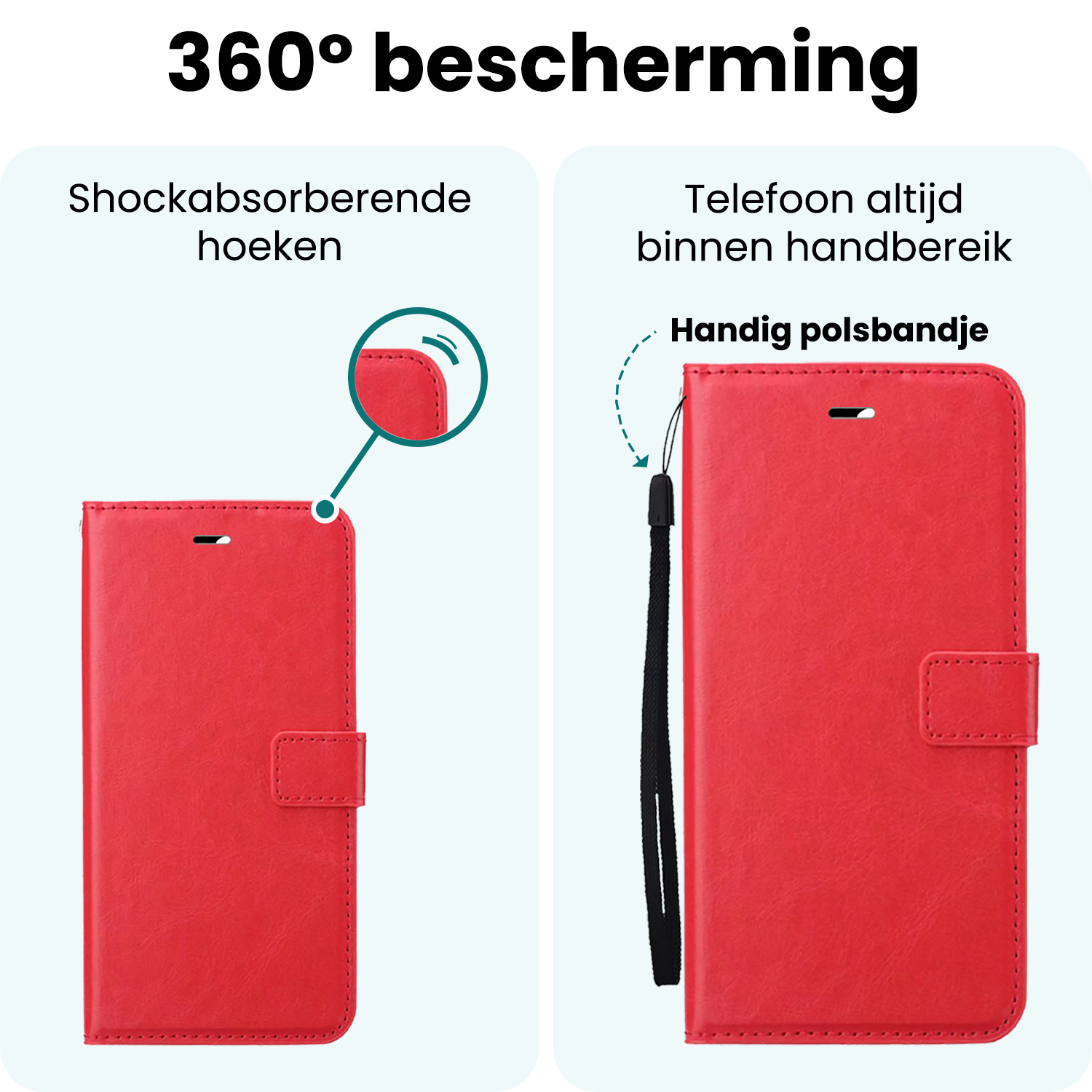 Forterra Forterra iPhone 16E Hoesje Bookcase Met Screenprotector - Rood